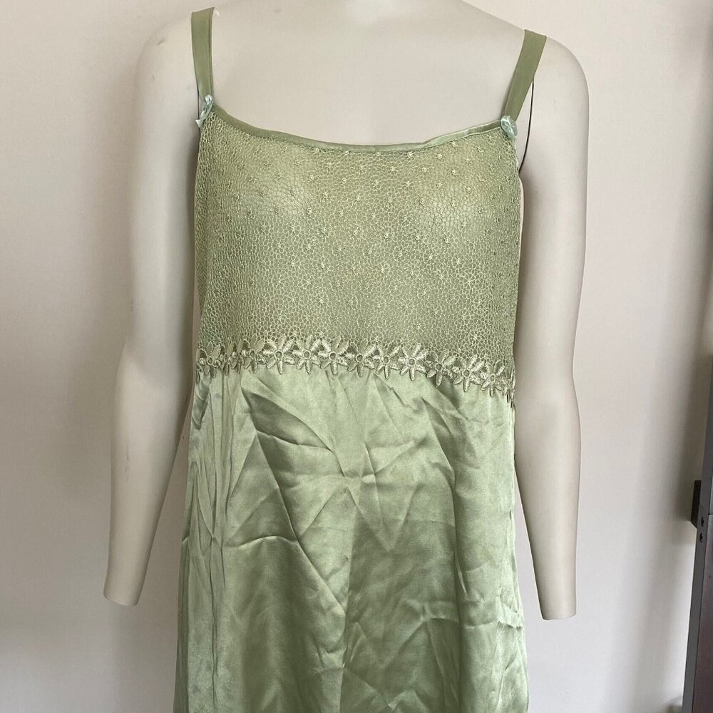 Vintage 2000s Delta Burke Sleepwear Green Slip Dress